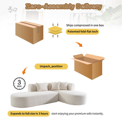 Canapé sectionnel incurvé moderne 4 places avec 4 coussins moelleux pour salon et chambre à coucher