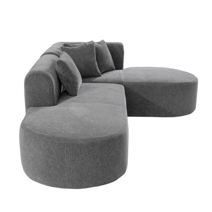 Canapé sectionnel incurvé moderne 4 places avec 4 coussins moelleux pour salon et chambre à coucher