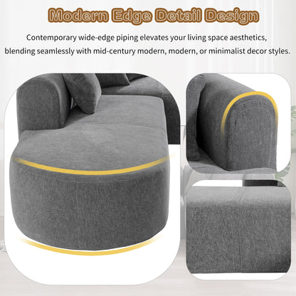 Canapé sectionnel incurvé moderne 4 places avec 4 coussins moelleux pour salon et chambre à coucher