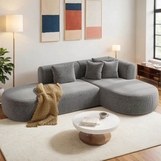 Canapé sectionnel incurvé moderne 4 places avec 4 coussins moelleux pour salon et chambre à coucher