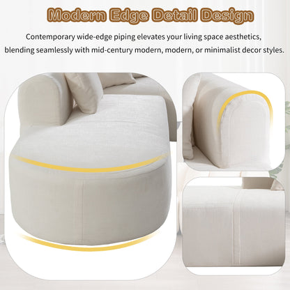 Canapé sectionnel incurvé moderne 4 places avec 4 coussins moelleux pour salon et chambre à coucher
