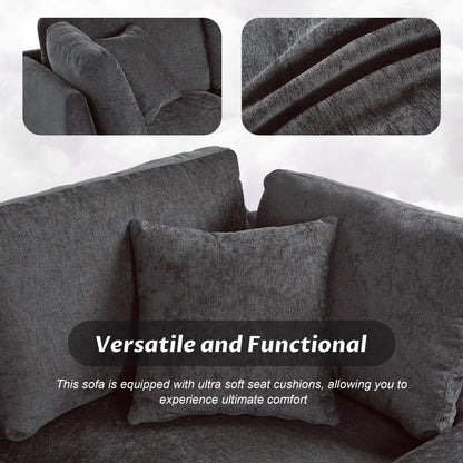 Canapé sectionnel moderne 5 places en U avec pouf de rangement et porte-gobelets dissimulés pour salon d'appartement