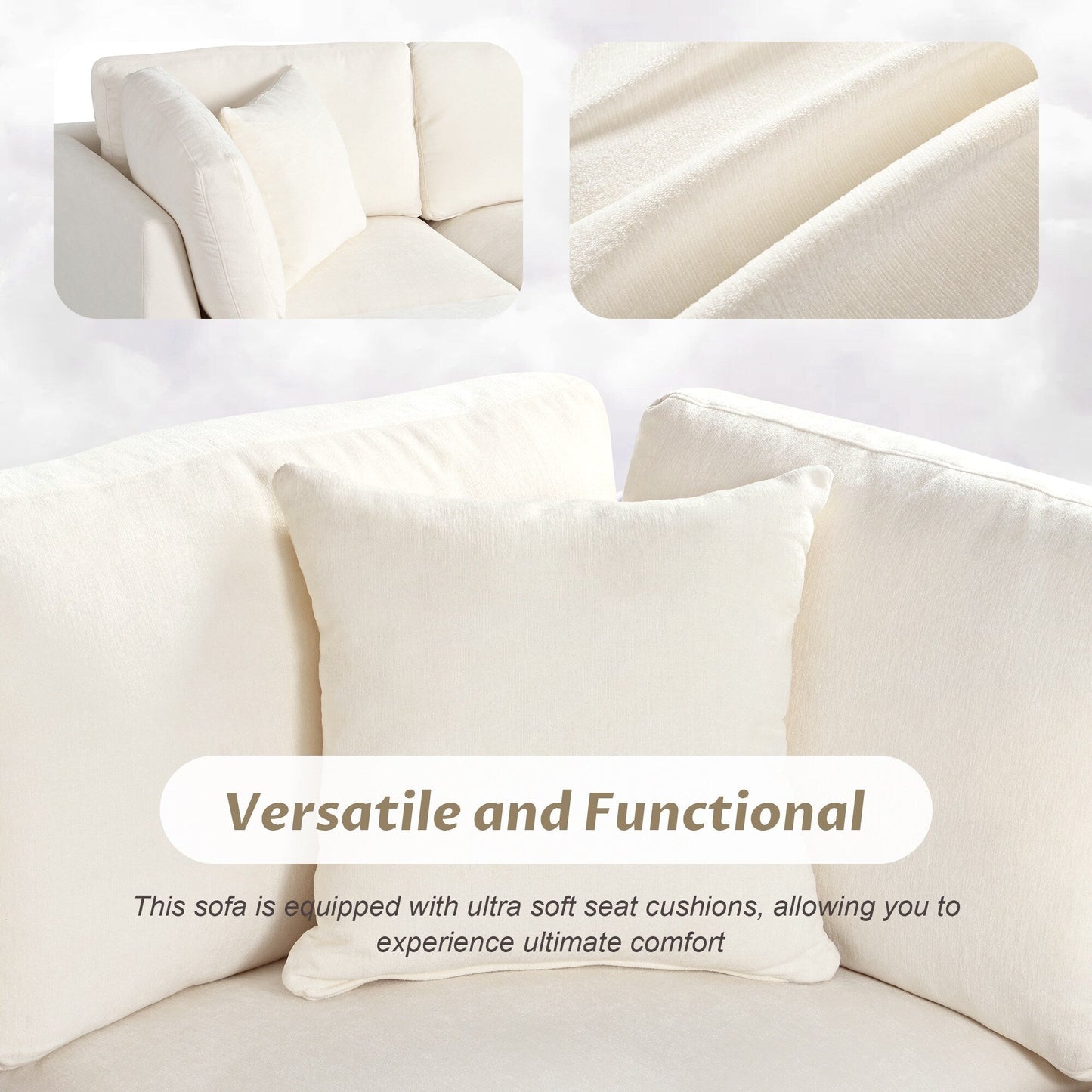 Canapé sectionnel moderne 5 places en U avec pouf de rangement et porte-gobelets dissimulés pour salon d'appartement