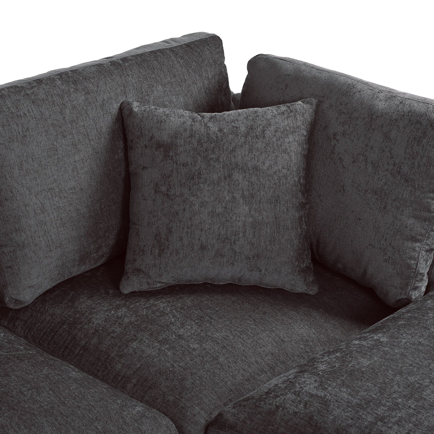 Canapé sectionnel moderne 5 places en U avec pouf de rangement et porte-gobelets dissimulés pour salon d'appartement