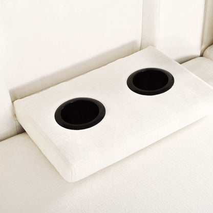 Canapé sectionnel moderne 5 places en U avec pouf de rangement et porte-gobelets dissimulés pour salon d'appartement