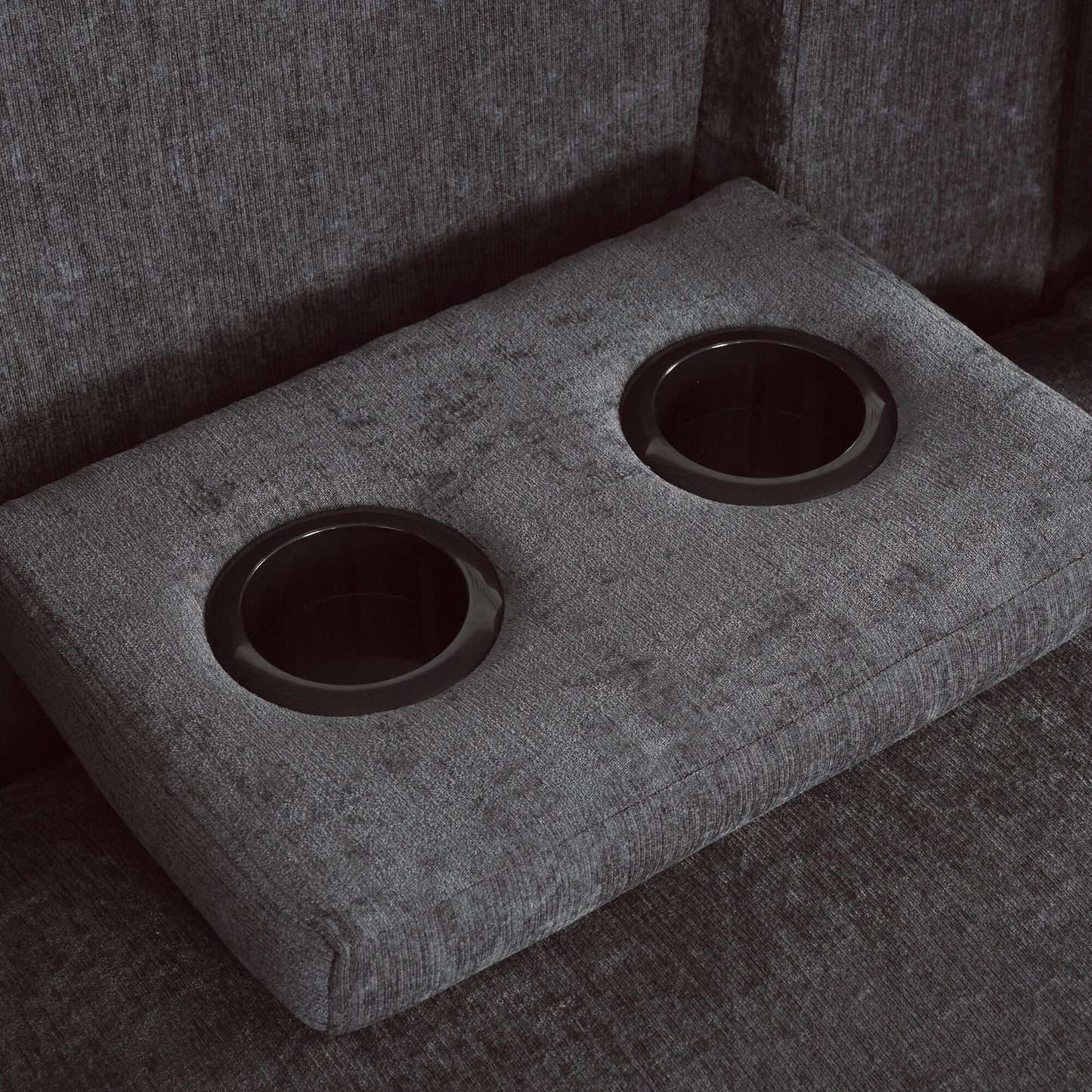 Canapé sectionnel moderne 5 places en U avec pouf de rangement et porte-gobelets dissimulés pour salon d'appartement