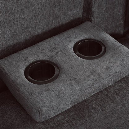 Canapé sectionnel moderne 5 places en U avec pouf de rangement et porte-gobelets dissimulés pour salon d'appartement