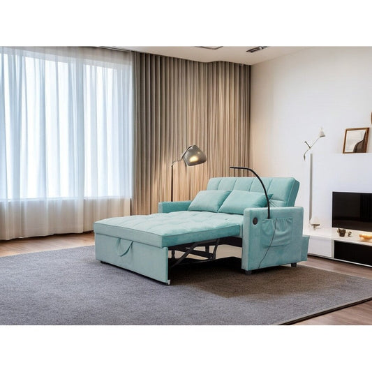 Canapé-lit convertible moderne 54,33 pouces avec dossier inclinable et support pour téléphone