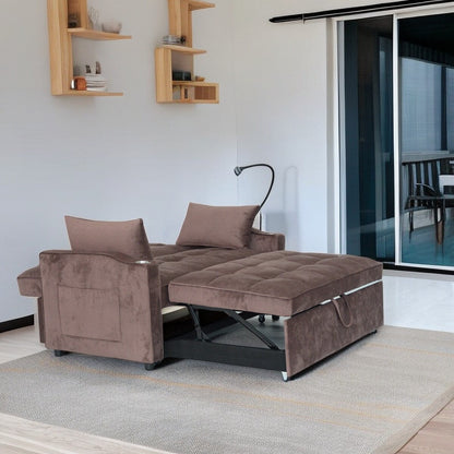 Canapé-lit convertible moderne 54,33 pouces avec dossier inclinable et support pour téléphone