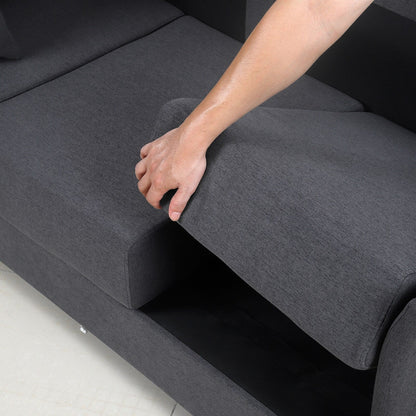 Canapé 3 places moderne en lin 65,55 $ avec structure en métal et coussins pour le salon