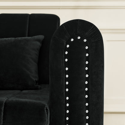 Canapé-lit gigogne 3 places 3 en 1 en mousse moderne 68 avec clous en cuivre et deux tiroirs