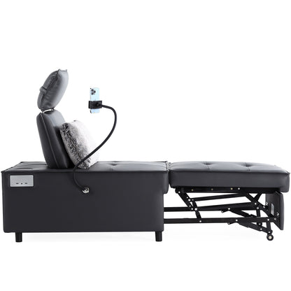 Canapé-lit Bluetooth 3 en 1 en cuir moderne 70.86 avec 2 ports USB et support pour téléphone