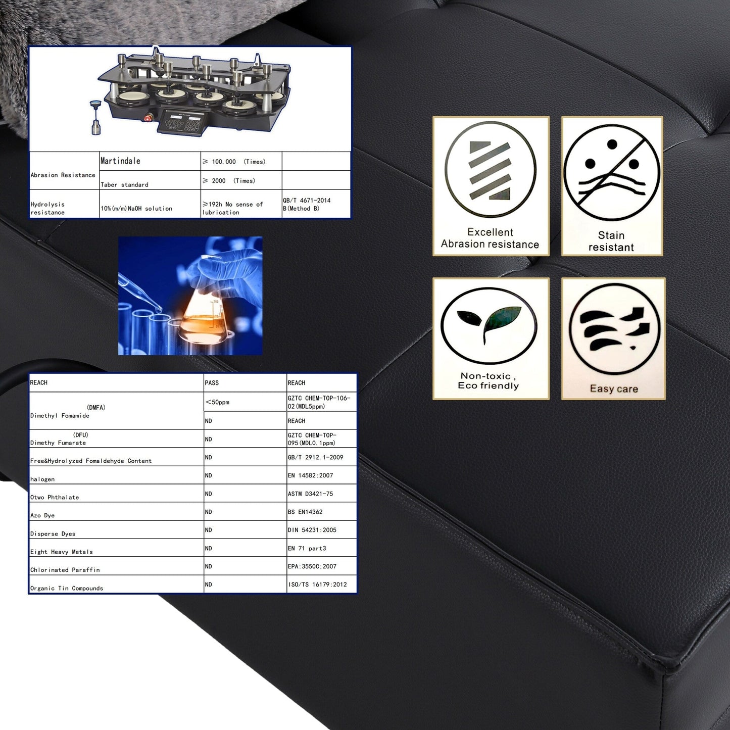 Canapé-lit Bluetooth 3 en 1 en cuir moderne 70.86 avec 2 ports USB et support pour téléphone