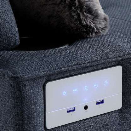 Canapé-lit Bluetooth 3 en 1 moderne 70.86 en tissu imperméable avec 2 ports USB et support pour téléphone