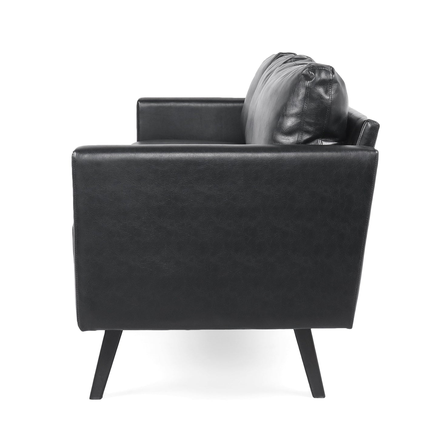 Canapé 3 places moderne en similicuir 74 avec pieds en bois de bouleau pour le salon