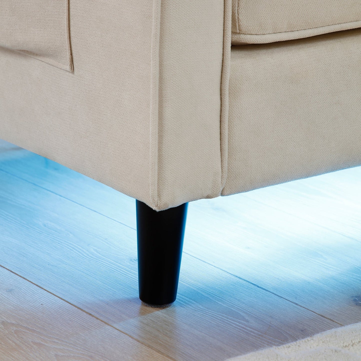 Canapé 3 places moderne en lin 75.2 avec lumières LED et 2 ports USB pour le salon