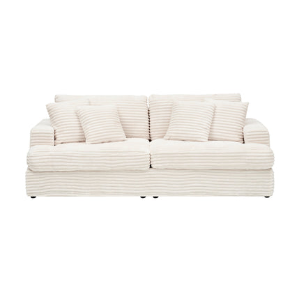 Canapé rembourré moderne 79.3, canapé 3 places en velours côtelé avec 4 coussins décoratifs pour salon et appartement