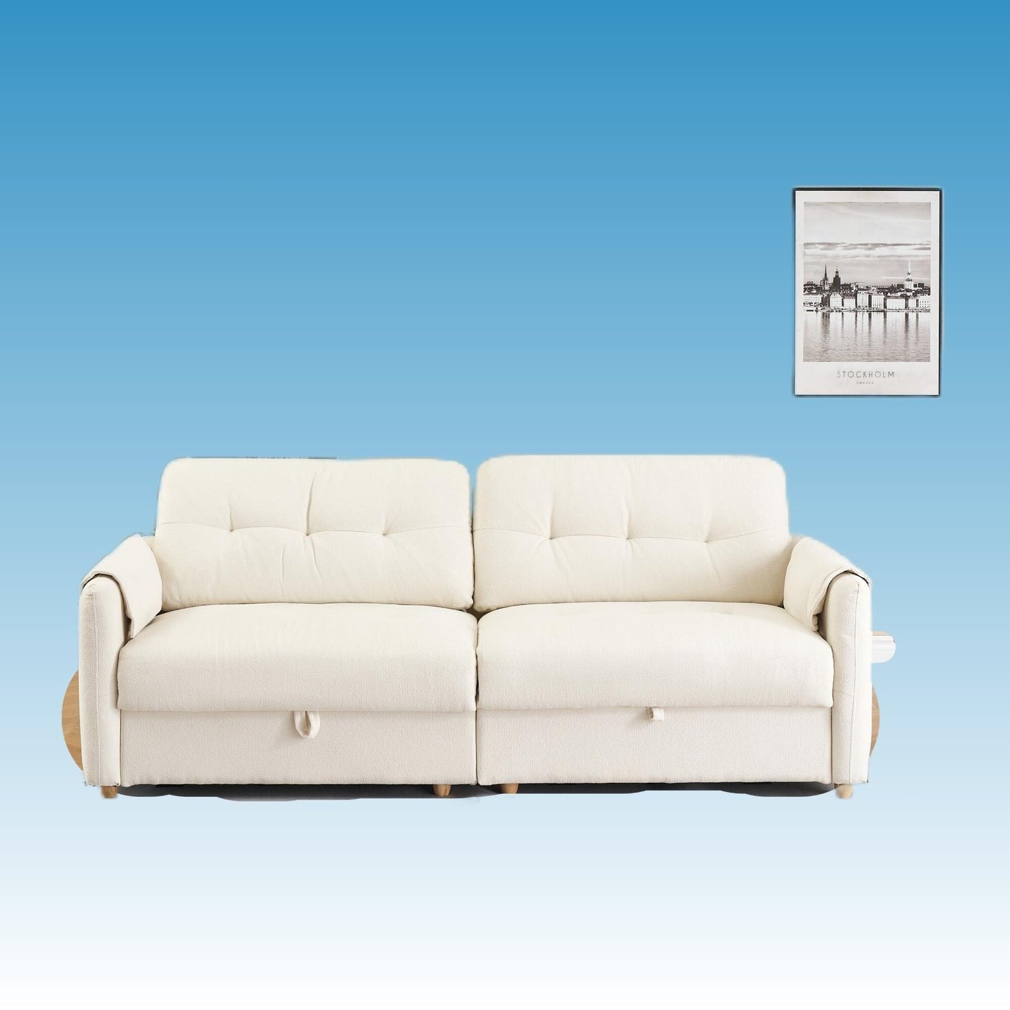 Canapé moderne en tissu Teddy de 201,5 cm avec rembourrage en éponge douce, idéal pour le salon ou le bureau.