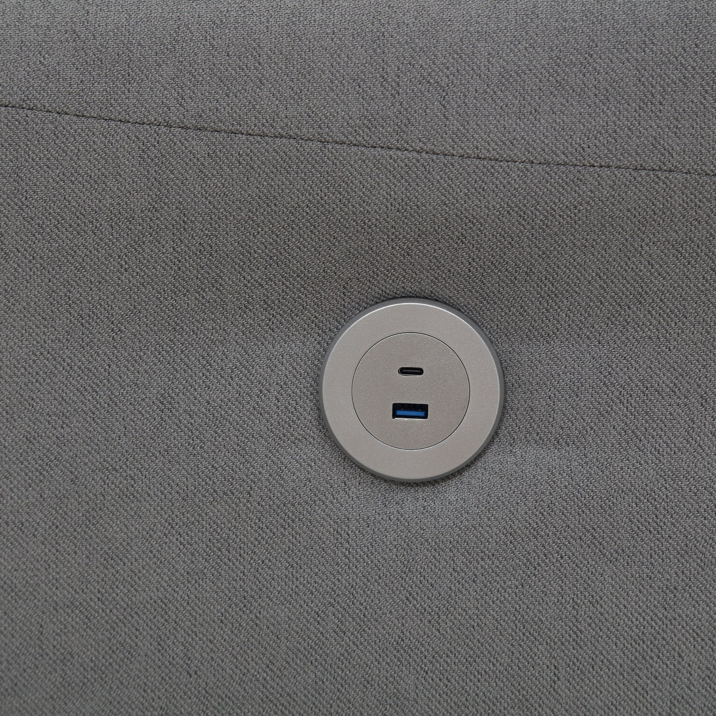 Canapé 3 places moderne capitonné en lin 79 boutons avec 2 ports USB et pieds carrés en plastique massif