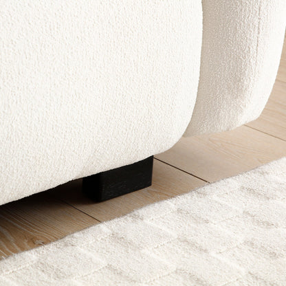 Canapé moderne Teddy 3 places à assise profonde avec pieds en bois et rembourrage pour le salon