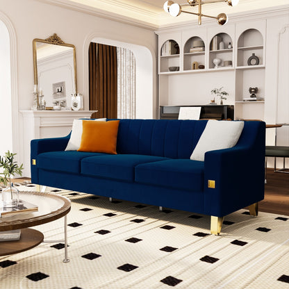 Canapé 3 places moderne en velours 81,89 $ avec touches dorées et coussins moelleux pour le salon