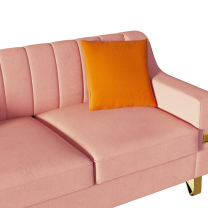 Canapé 3 places moderne en velours 81,89 $ avec touches dorées et coussins moelleux pour le salon