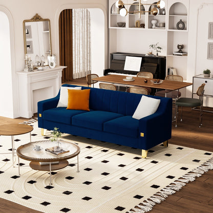 Canapé 3 places moderne en velours 81,89 $ avec touches dorées et coussins moelleux pour le salon