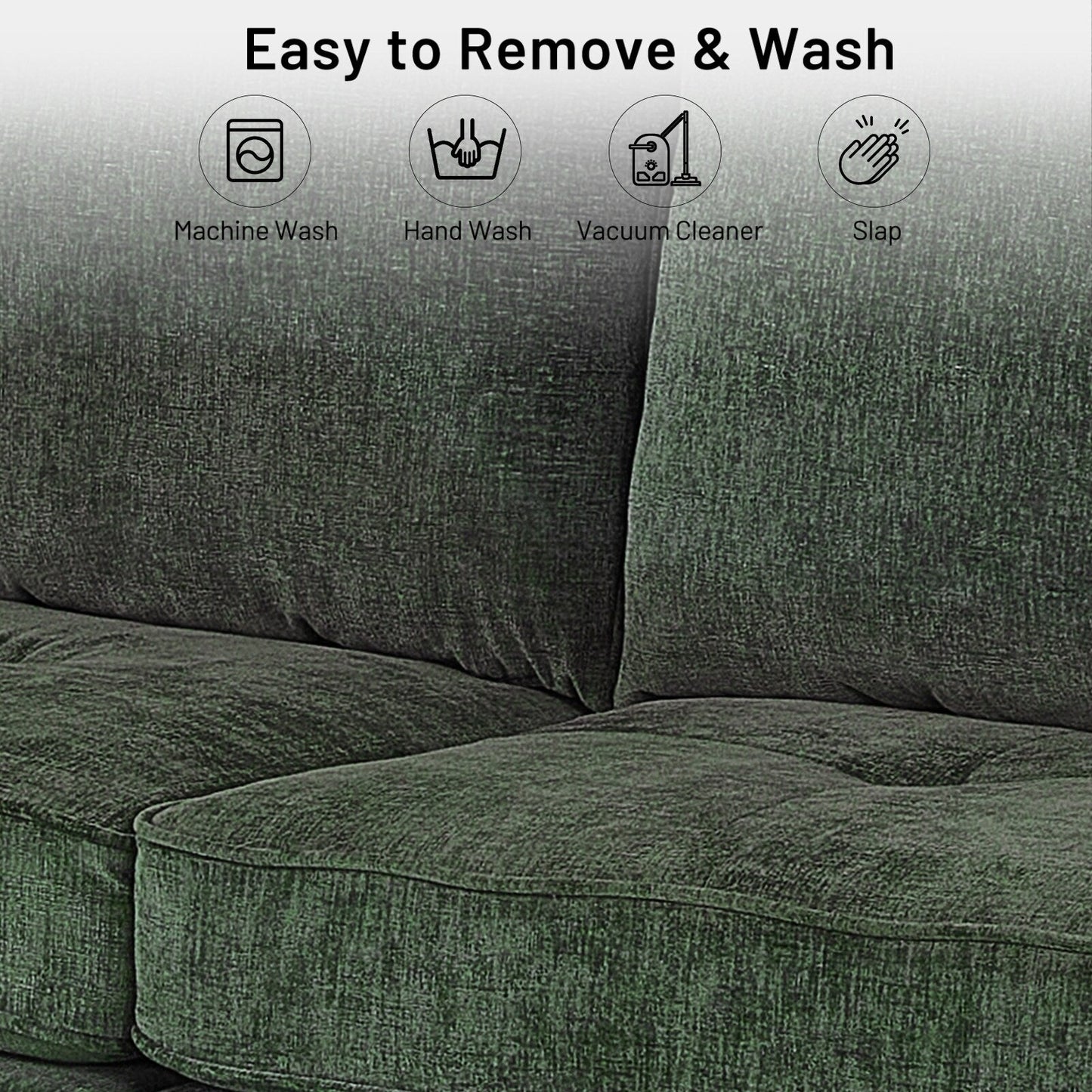 Canapé causeuse rectangulaire moderne de 82 po avec accoudoirs carrés et revêtement en chenille, avec ports USB