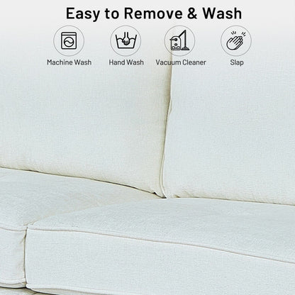 Canapé causeuse rectangulaire moderne de 82 po avec accoudoirs carrés et revêtement en chenille, avec ports USB