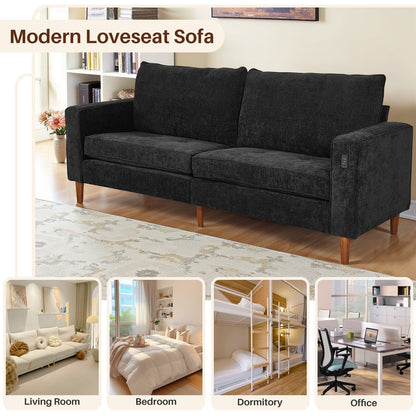 Canapé causeuse moderne rembourré en chenille 82,68 avec ports USB pour espace de vie