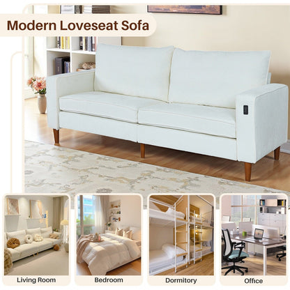 Canapé causeuse moderne rembourré en chenille 82,68 avec ports USB pour espace de vie