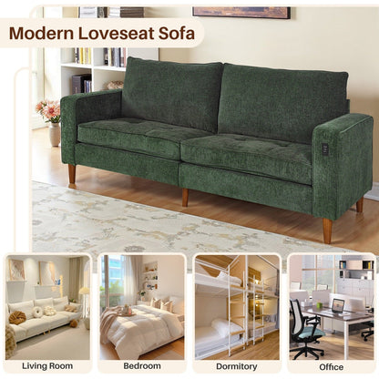 Canapé causeuse moderne rembourré en chenille 82,68 avec ports USB pour espace de vie