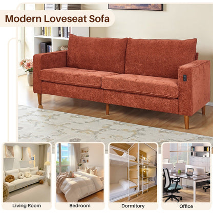 Canapé causeuse moderne rembourré en chenille 82,68 avec ports USB pour espace de vie