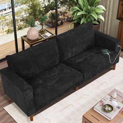 Canapé causeuse moderne rembourré en chenille 82,68 avec ports USB pour espace de vie