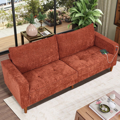 Canapé causeuse moderne rembourré en chenille 82,68 avec ports USB pour espace de vie
