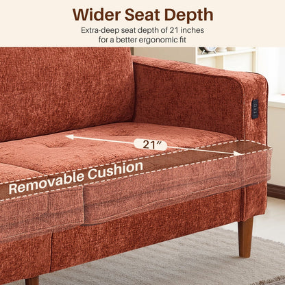 Canapé causeuse moderne rembourré en chenille 82,68 avec ports USB pour espace de vie