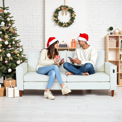 Canapé causeuse moderne rembourré en chenille 82,68 avec ports USB pour espace de vie