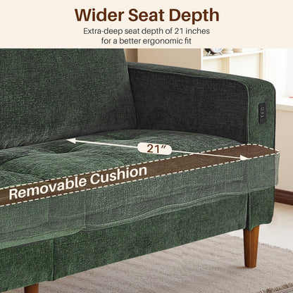 Canapé causeuse moderne rembourré en chenille 82,68 avec ports USB pour espace de vie