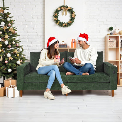 Canapé causeuse moderne rembourré en chenille 82,68 avec ports USB pour espace de vie