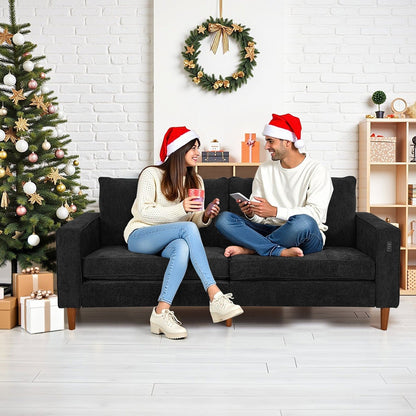 Canapé causeuse moderne rembourré en chenille 82,68 avec ports USB pour espace de vie