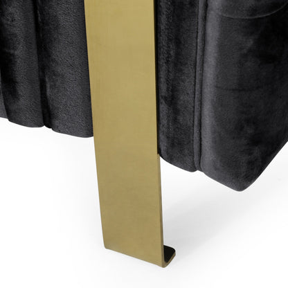 Canapé 3 places moderne capitonné en velours 83,75 avec pieds en fer pour le salon