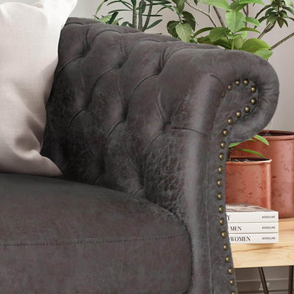 Canapé 3 places moderne en velours de 84,5 pouces avec assise généreuse, rembourrage moelleux et construction légère