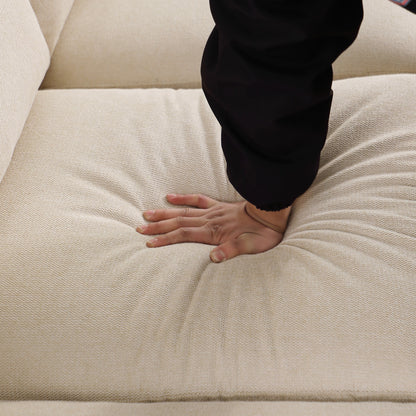 Canapé 3 places moderne en chenille 84,6 avec accoudoirs roulés et cadre en bois massif pour le salon