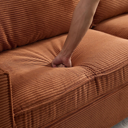 Canapé 3 places moderne en velours côtelé 87,4 avec porte-gobelet et sacs de rangement pour le salon