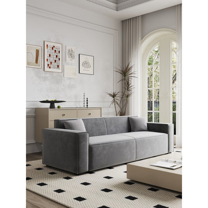 Canapé causeuse moderne rembourré en chenille 88,6 avec 4 pieds en bois massif et 2 coussins pour le salon