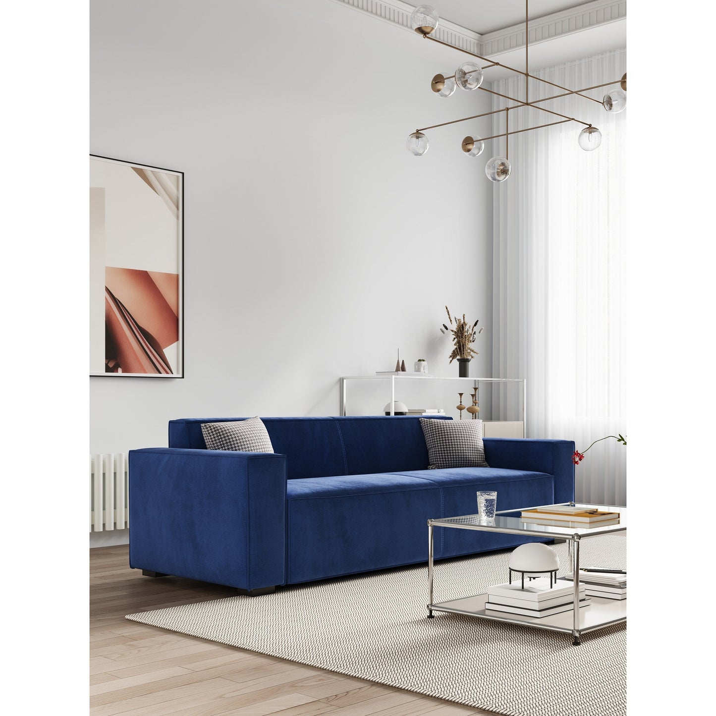 Canapé causeuse moderne rembourré en chenille 88,6 avec 4 pieds en bois massif et 2 coussins pour le salon