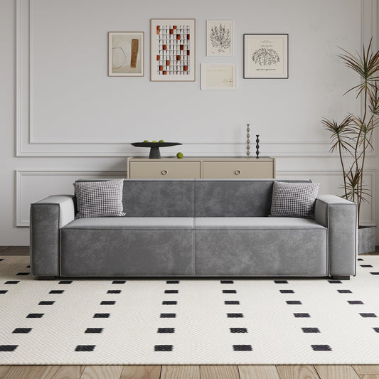 Canapé causeuse moderne rembourré en chenille 88,6 avec 4 pieds en bois massif et 2 coussins pour le salon