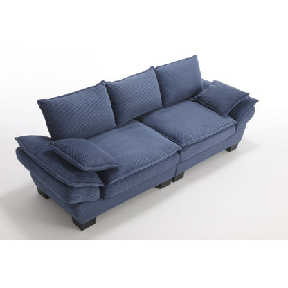 Canapé 3 places en velours côtelé 88,6 moderne avec deux coussins et pieds larges en plastique pour le salon