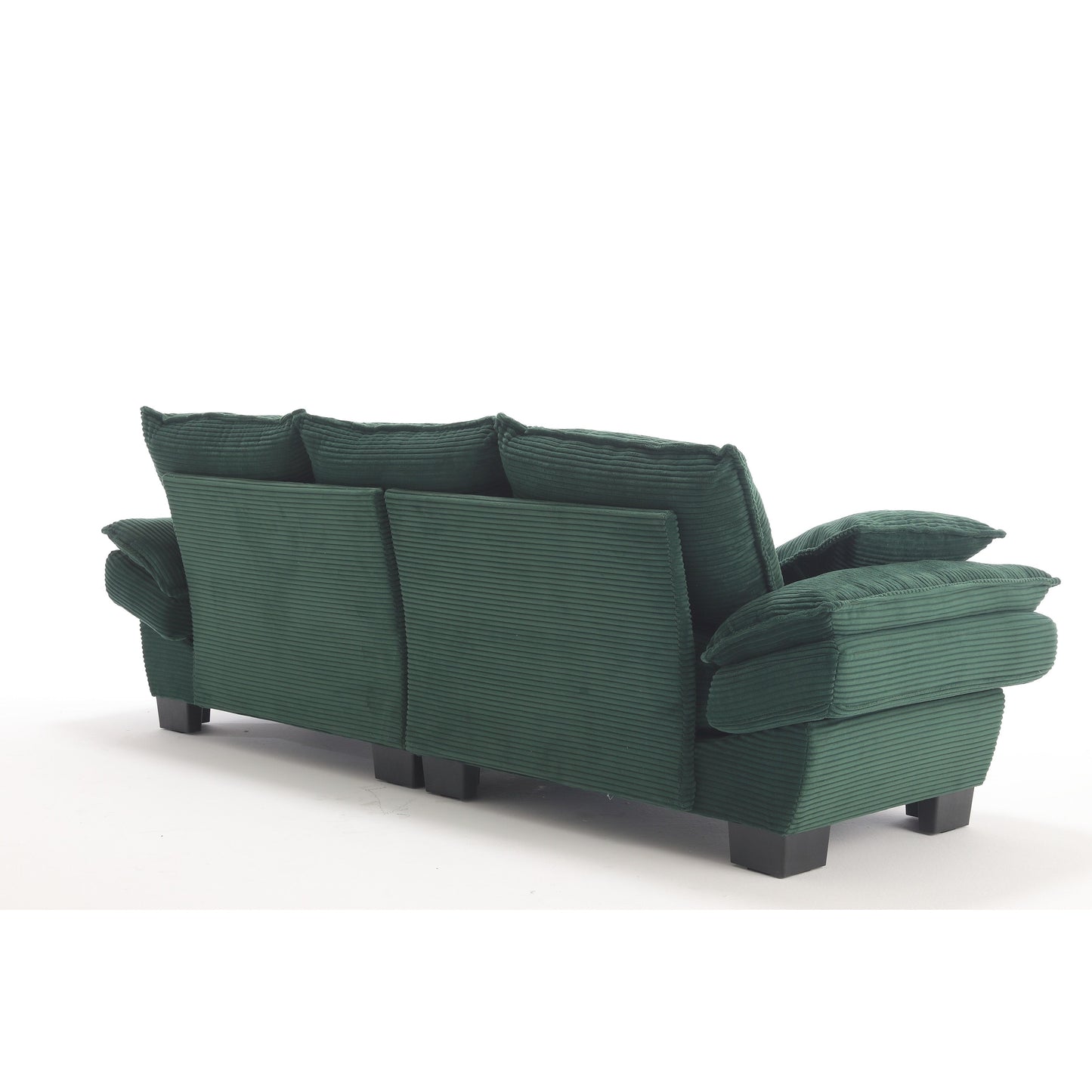 Canapé 3 places en velours côtelé 88,6 moderne avec deux coussins et pieds larges en plastique pour le salon