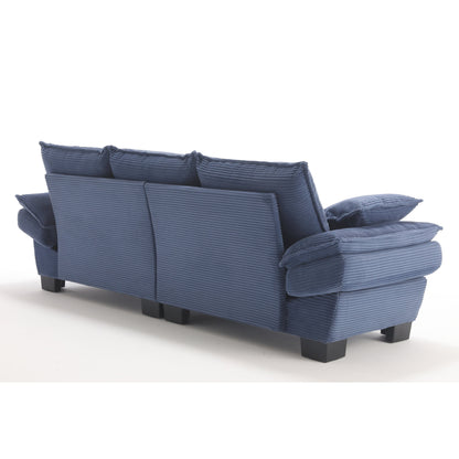 Canapé 3 places en velours côtelé 88,6 moderne avec deux coussins et pieds larges en plastique pour le salon